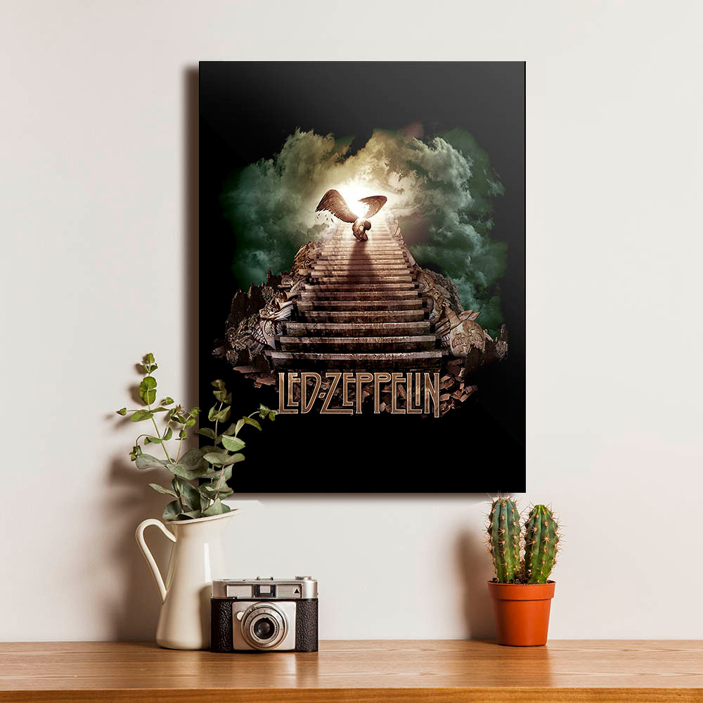 Poster Led Zeppelin Rock Musik Band Hiasan Pajangan Dinding Dekorasi Bingkai Kayu Wall Decor Vintage