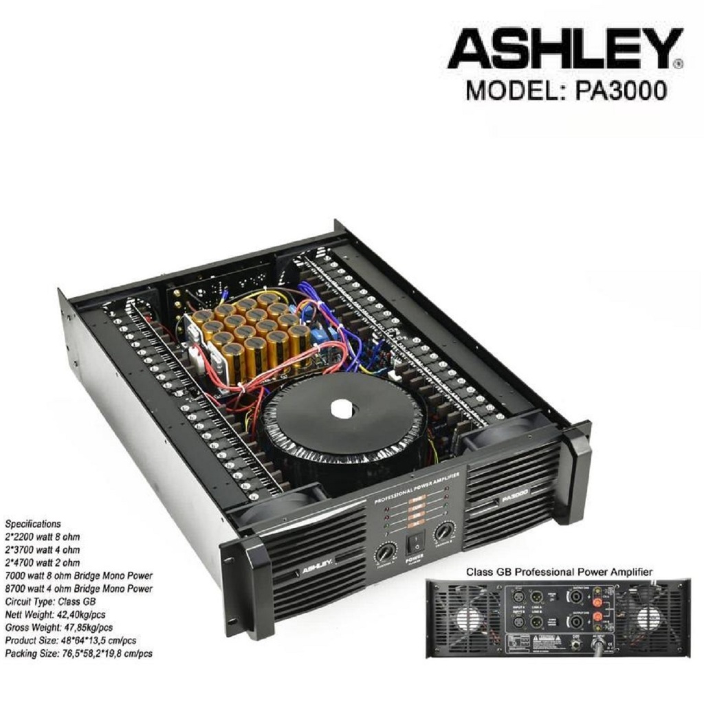 power amplifer ashley pa3000 pa 3000 class GB garansi oroginal