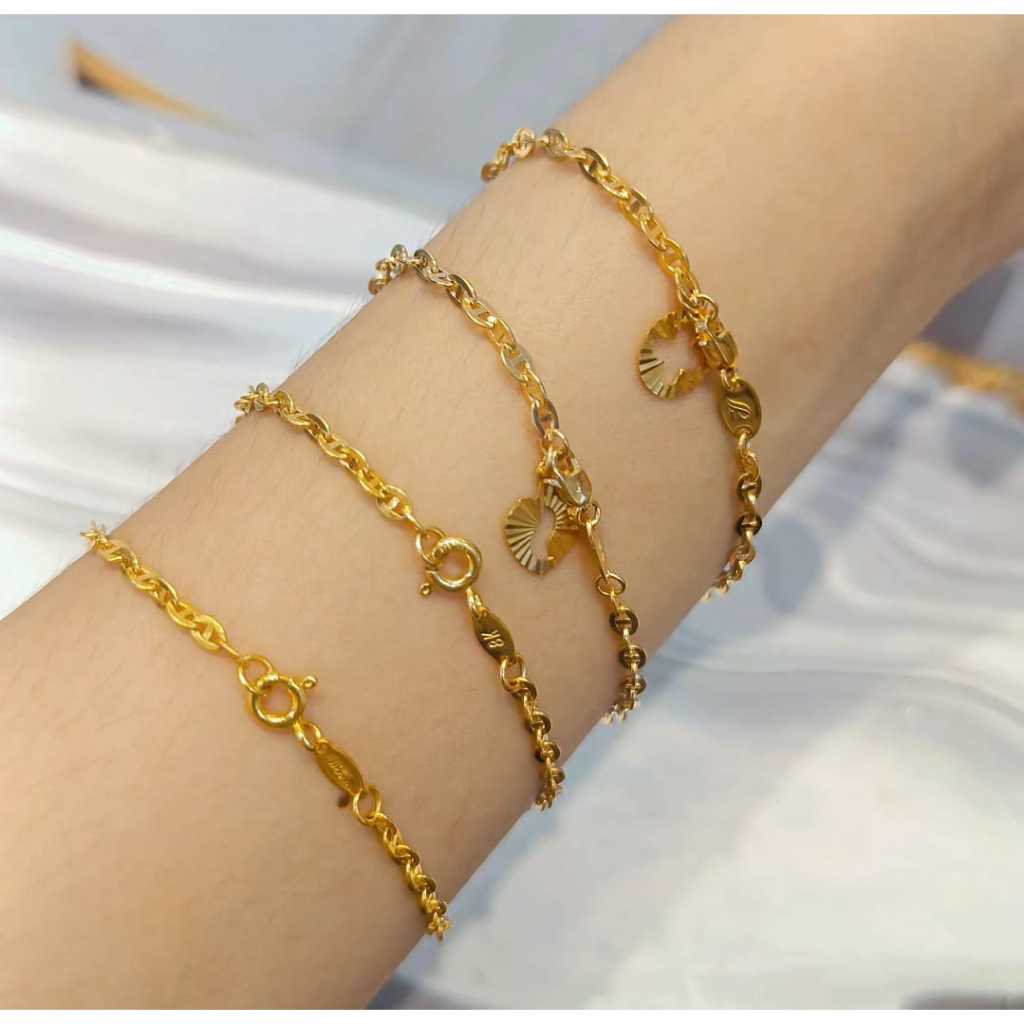 EMAS MUDA| GELANG TANGAN RANTAI FLIX POLOS VARIASI MAINAN LEMPENG DEWASA