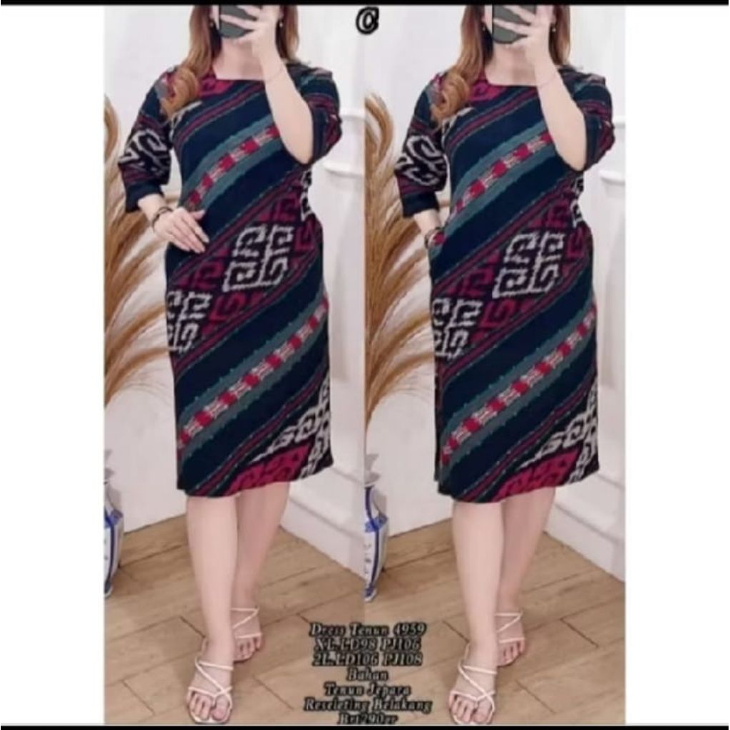 Baju tenun dress wanita kain tenun jepara