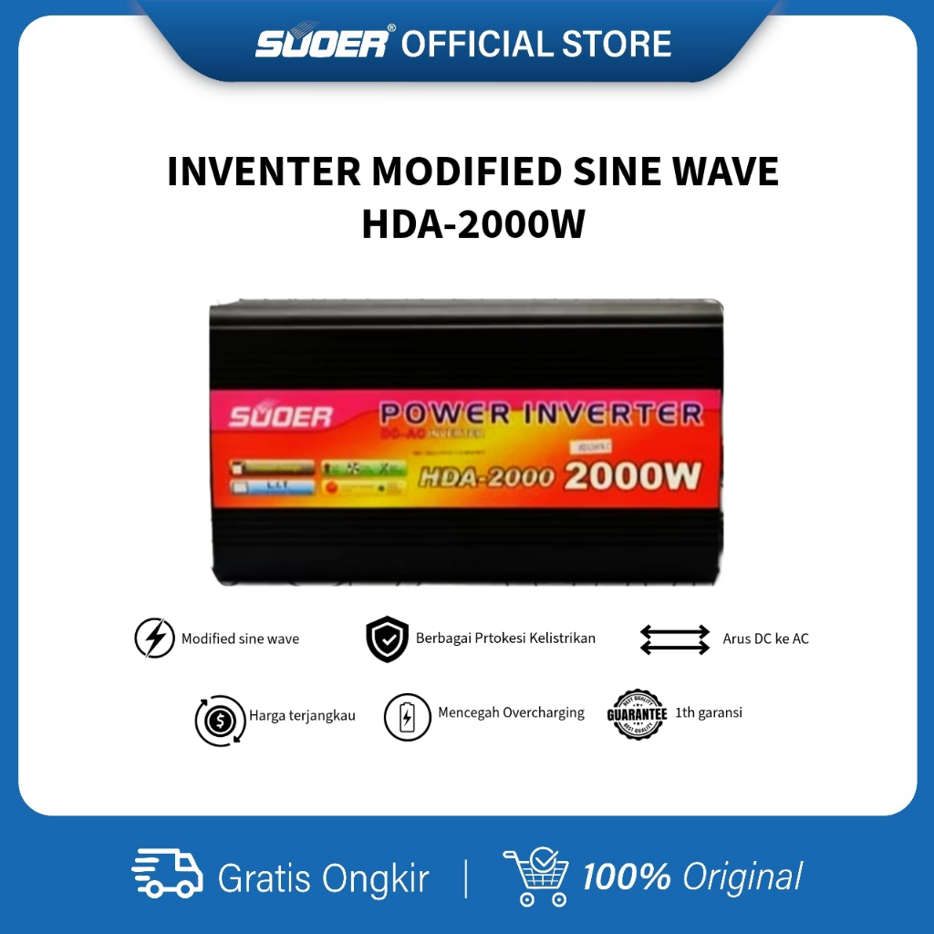 SUOER INVERTER HDA 2000 WATT MODIFIED SINE WAVE dan PURE SINE WAVE