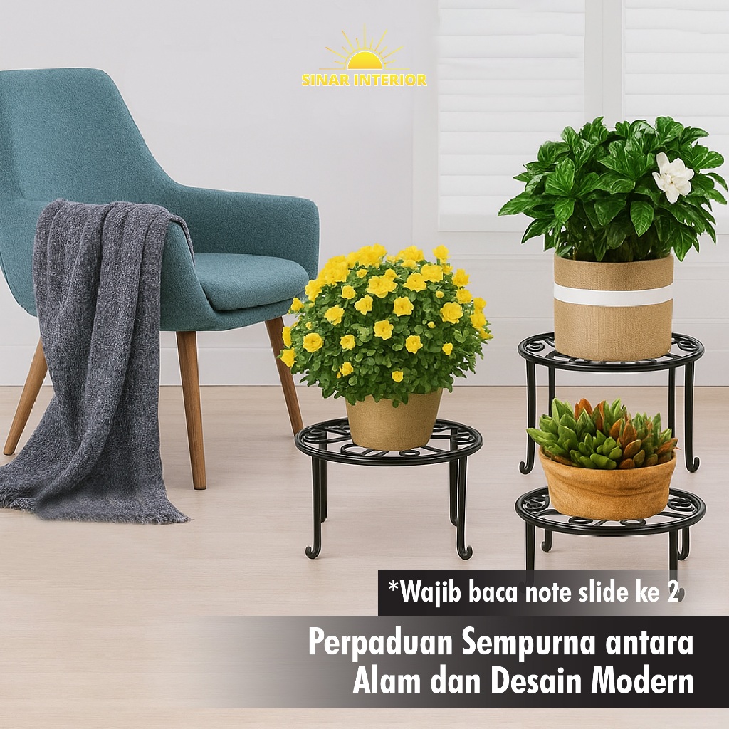2 Pcs Standing Pot Besi  - Alas Pot Bunga Besi - Tempat Pot Tanaman Minimalis - Wadah Pot Bunga