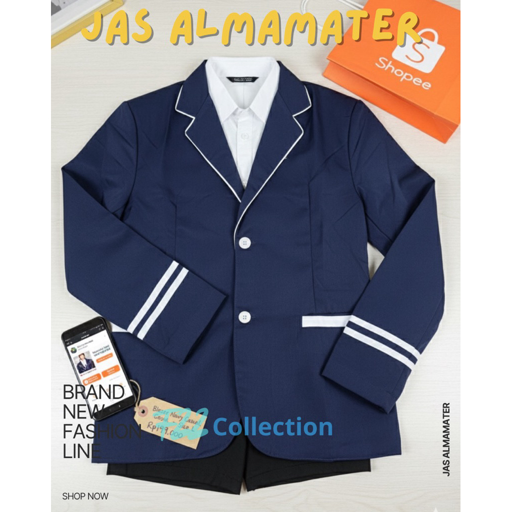 Jas Almamater NAVY list putih | Jas pondok pesantren