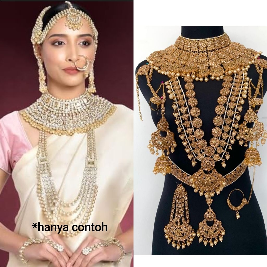 Set kalung pengantin india mewah GOLD & SILVER /perhiasan india/kalung india