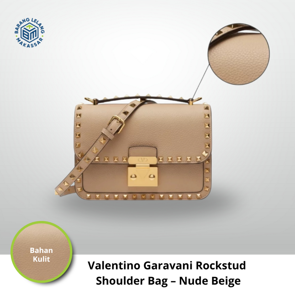 Valentino Garavani Rockstud Shoulder Bag – Nude Beige