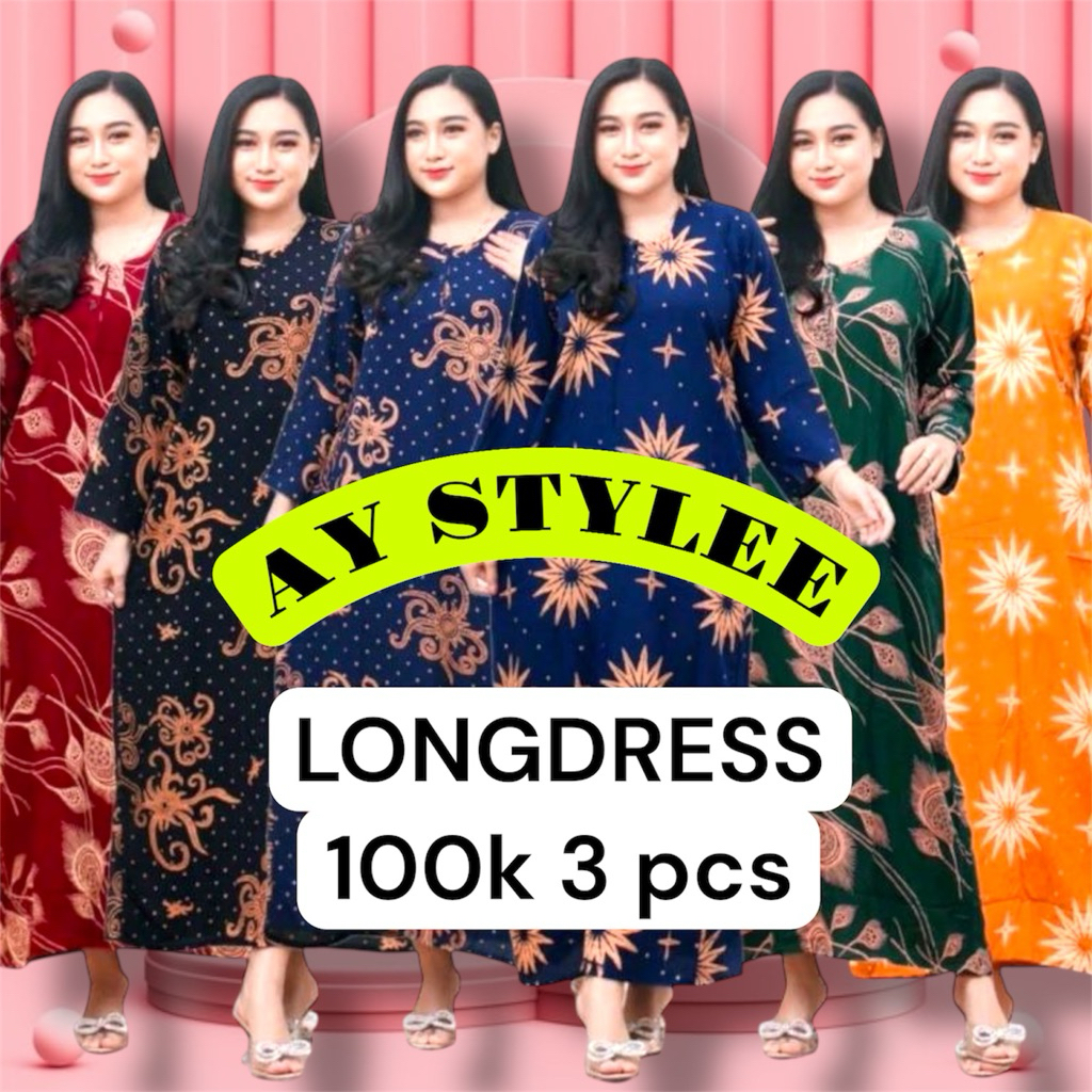 OUTFIT LONGDRESS baju batik gamis bahan rayon premium