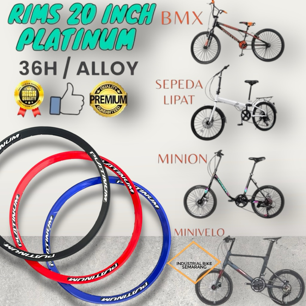 (( VELG 20 INCH MTKN / 36H PLATINUM )) VELG RIM SEPEDA RIMS VELK RODA BMX 20 iNCH MINI MINION SELI L