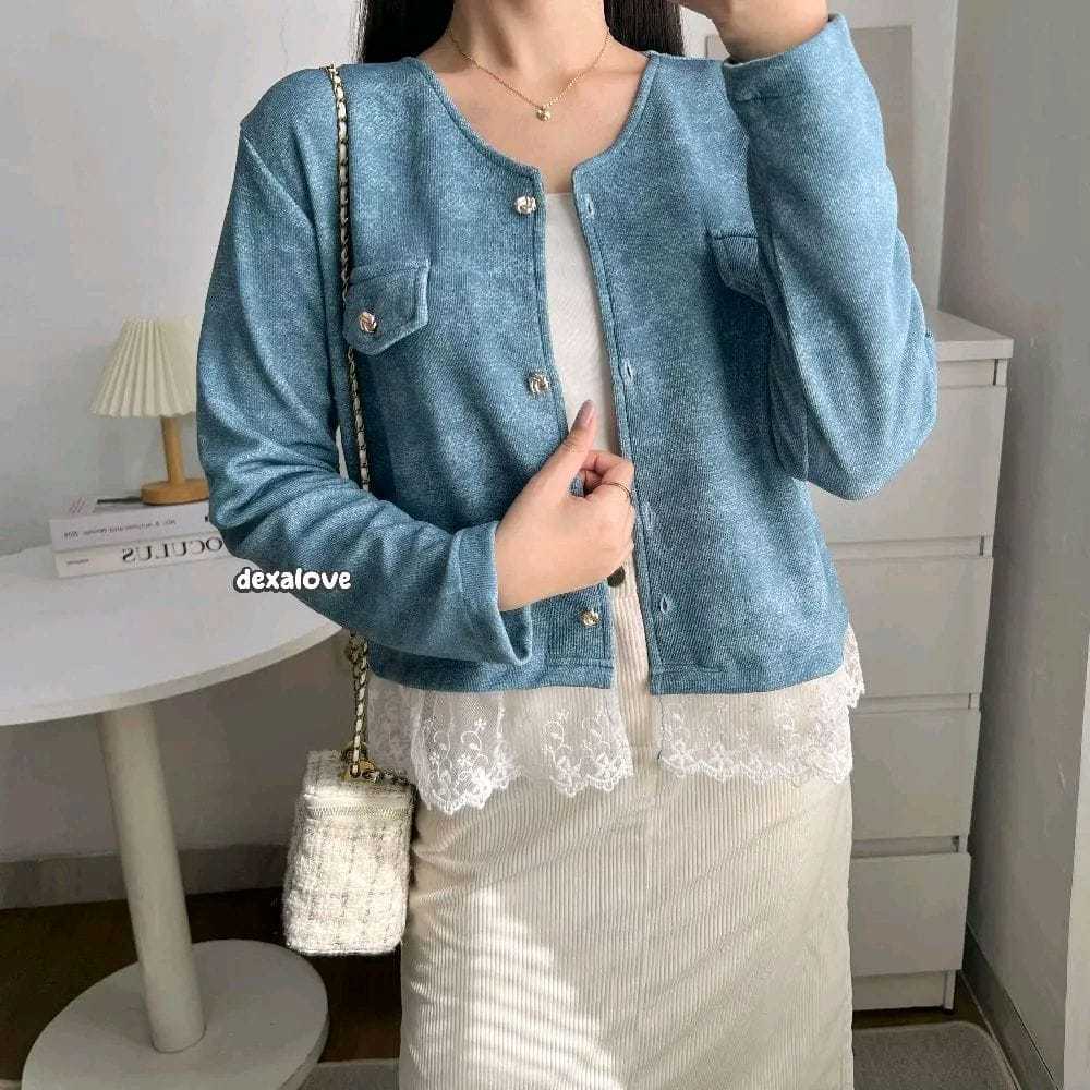 Dexalove - Ananta Outer Top Wanita Kekinian Kombinasi Lace Cantik Denim