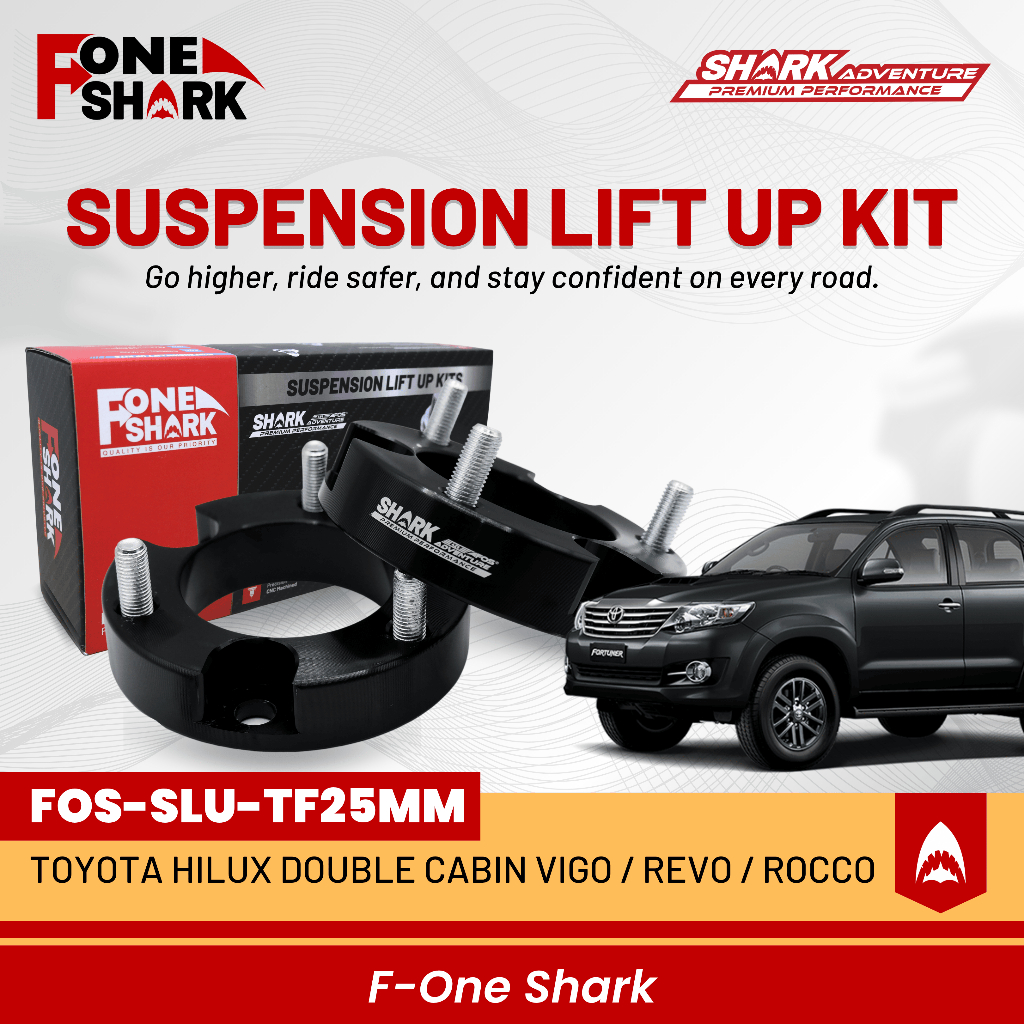 F-One Shark FOS Suspension Lift Kit Spacer Peninggi Depan Toyota Hilux Double Cabin Vigo / Revo / Ro