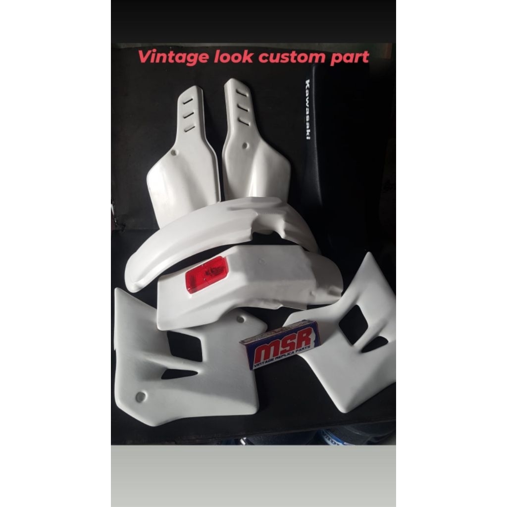 BODYSET KLX150CUSTOM VINTAGE LENGKAP CAT NON DECAL DAN LAMPU
