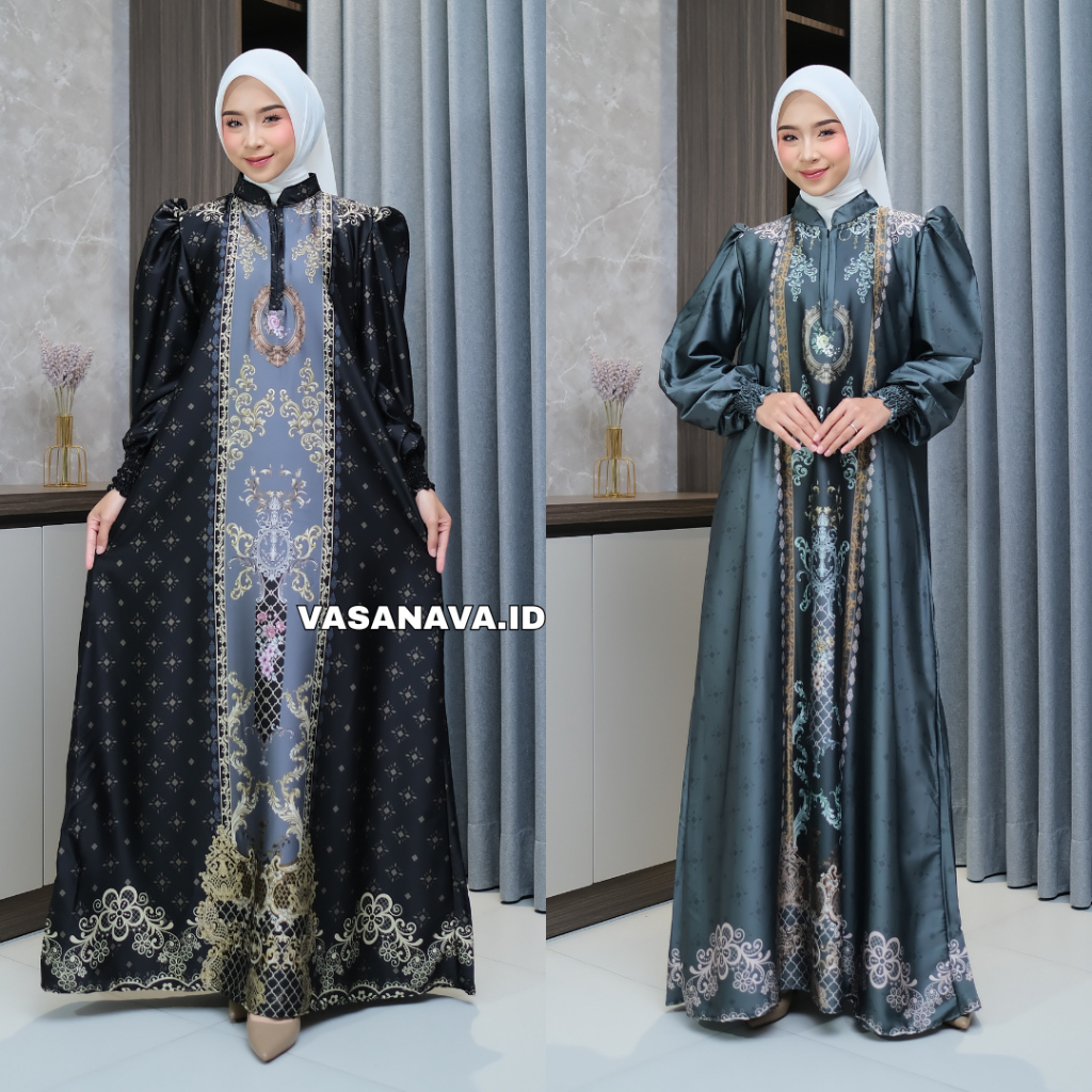 Kirana Dress Sultan Wanita Mewah | Gamis Satin Lebaran Kondangan Busui