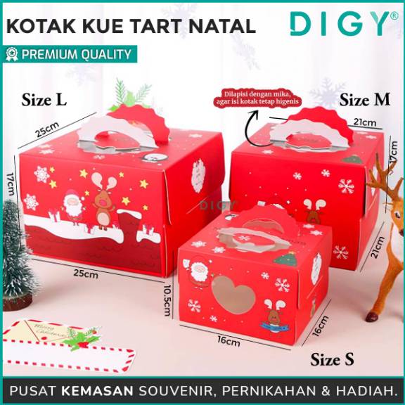 Kotak Kue Tart Natal + alas kue / Box Dus Kue Tart Natal Christmas Kotak Cake Hampers Santa Claus