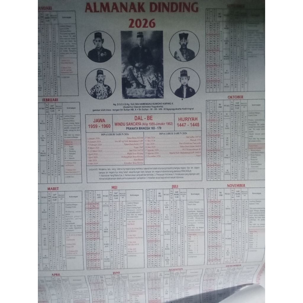 ALMENAK DINDING 2026/KALENDER JAWA