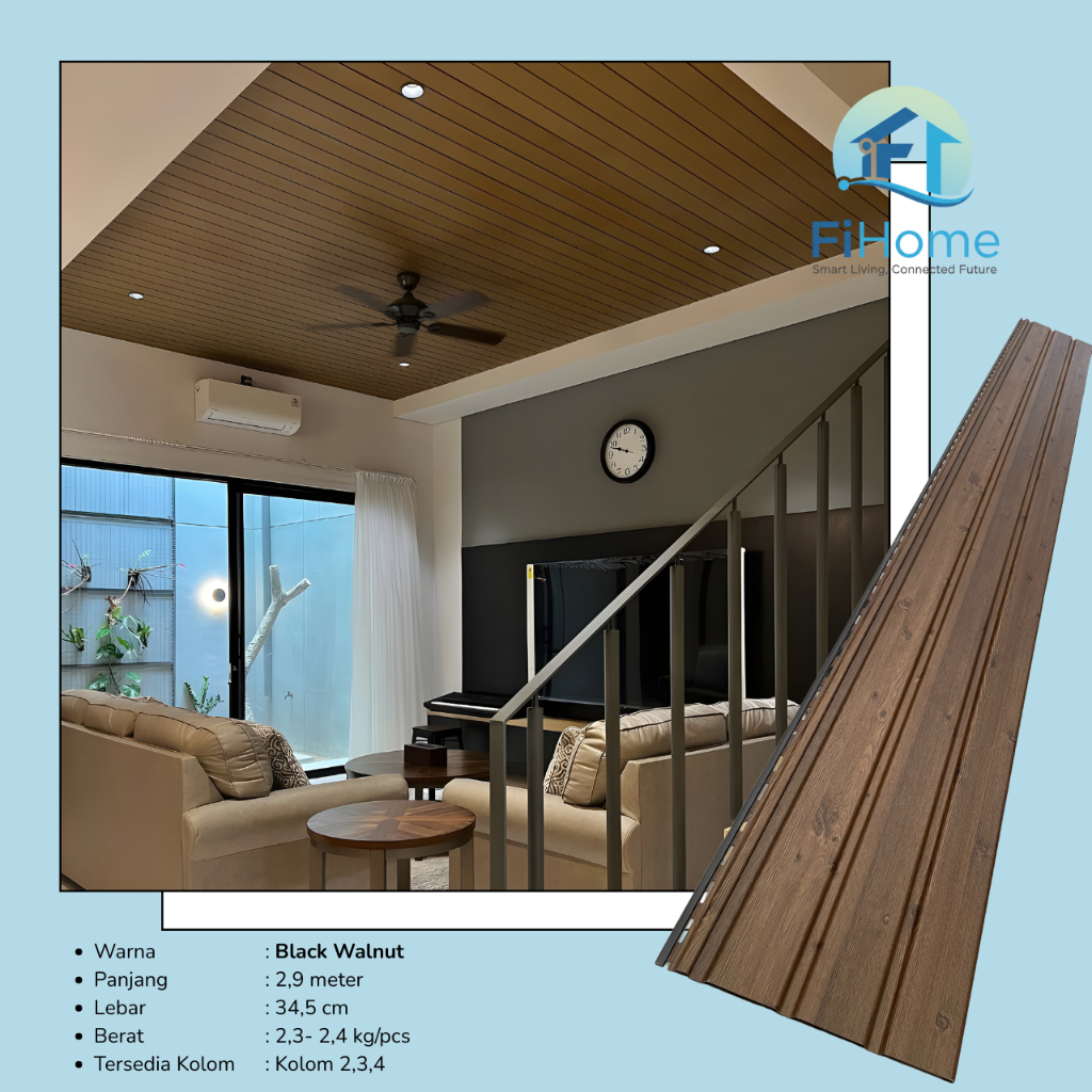 PVC Plafon Dinding PVC Soffit Panel Indoor Outdoor Plafond Wall Panel Black Walnut