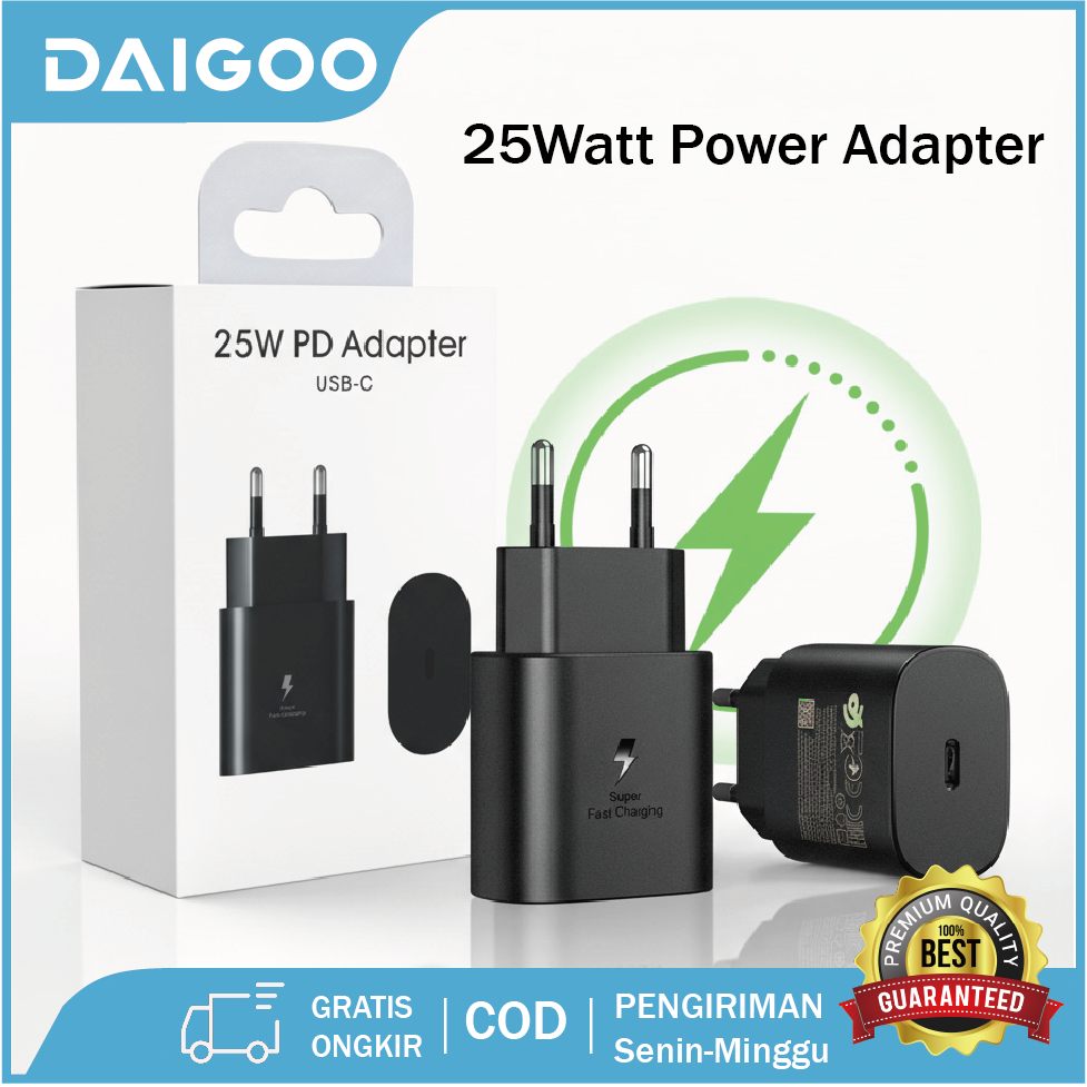 DAIGOO 25 Watt Charger Type C Fast Charging Black Adaptor Charger Fast Charging Cesan Original for S
