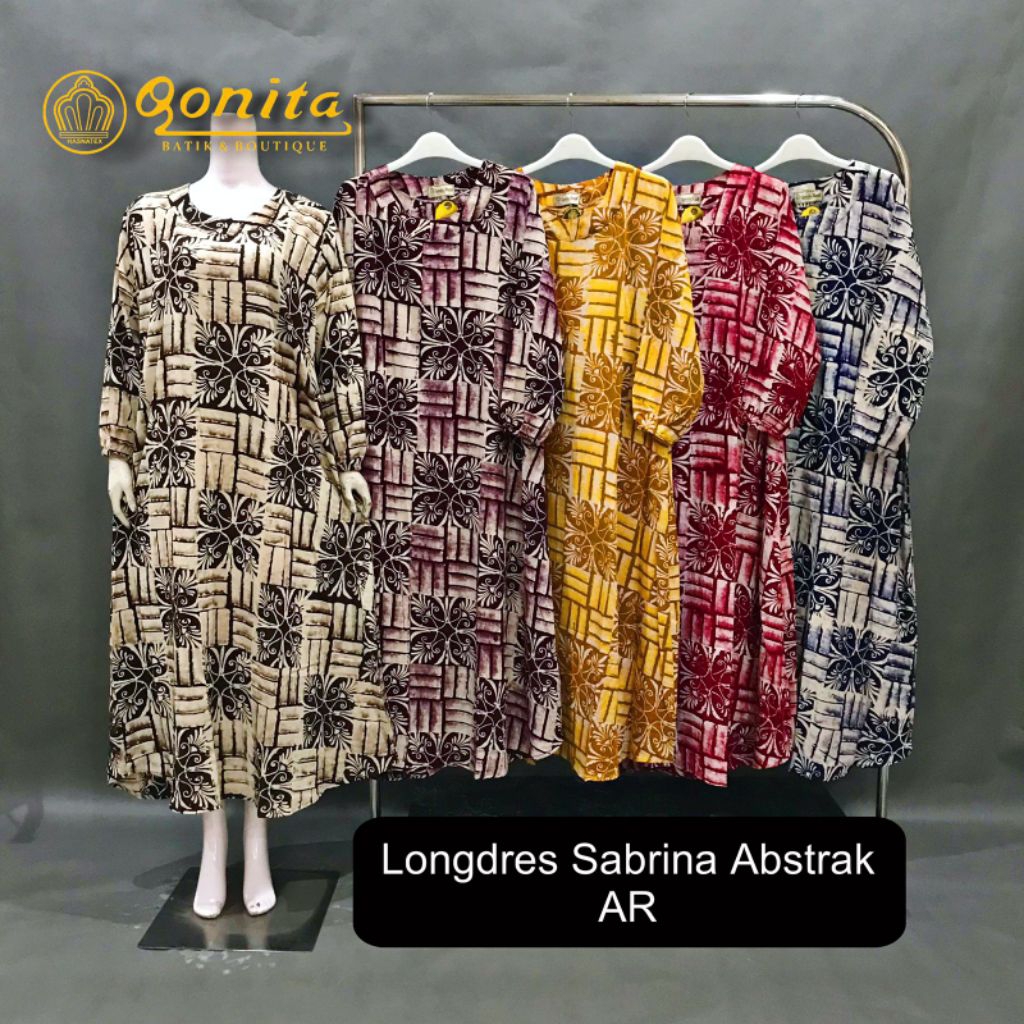 {LD 120 CM} Daster Qonita Batik Pekalongan ll Longdres Sabrina Jumbo Abstrak Adem dan Nyaman