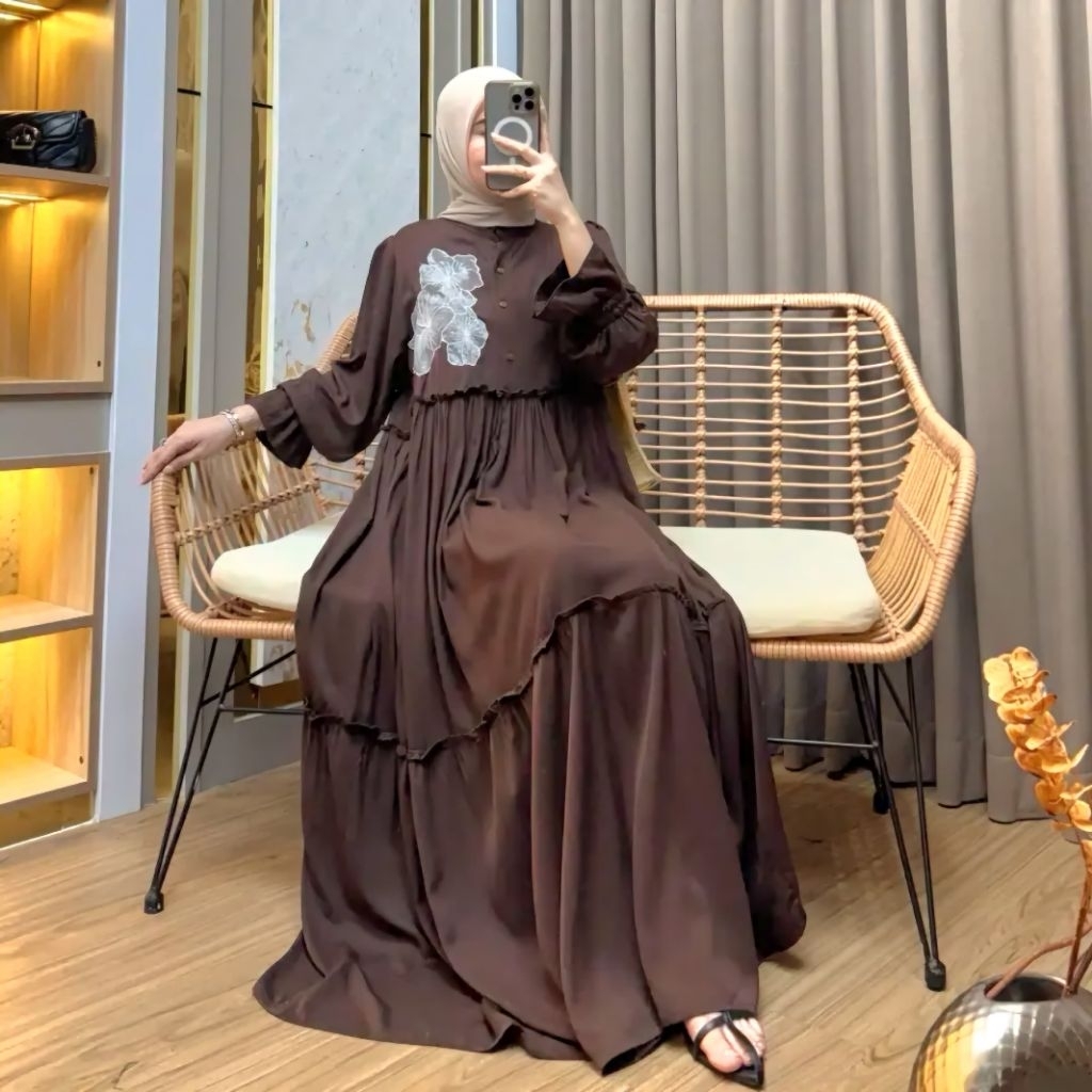 SHAKIRA BLOOM DRESS RAYON TWILL/DRESS LEBARAN/DRESS JUMBO