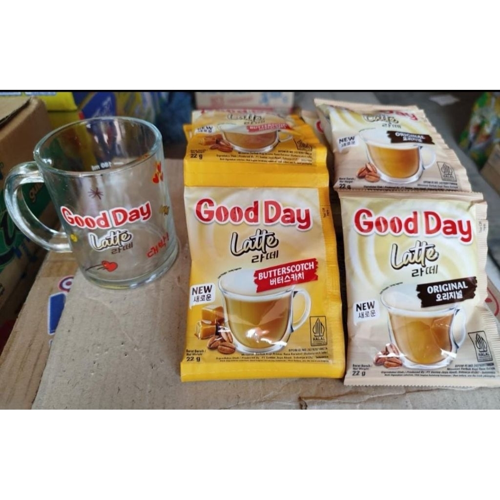 Good Day Latte  "Good Day Original & Butterschotch" free gelas cantik