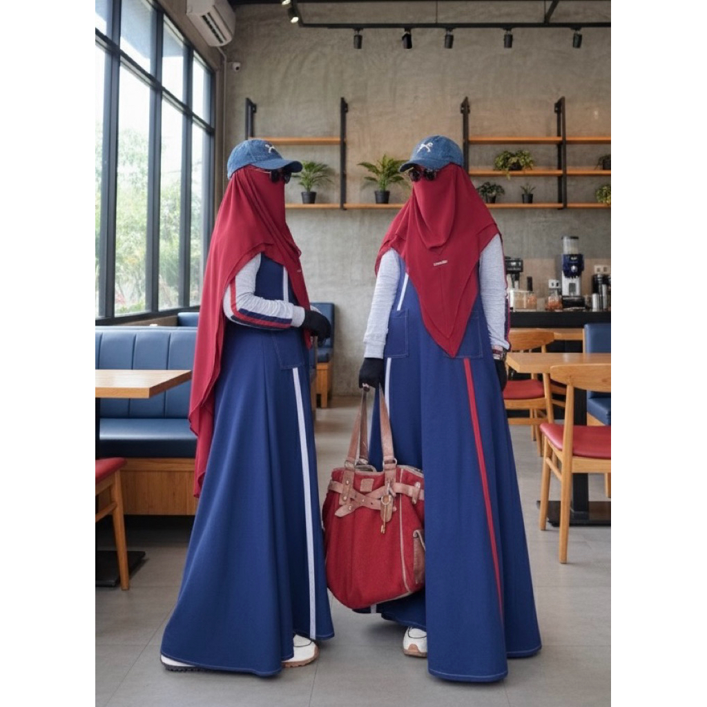 Zisheeri Stella Sporty Gamis Hitam Polo Premium dengan karakter yang flowy dan lembut