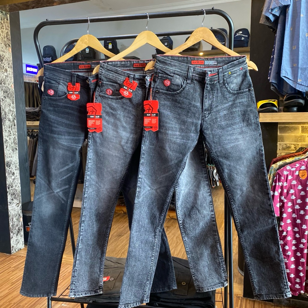 Celana Jeans Pria Black Killer Slim Fit - Hitam Abu Washed Premium