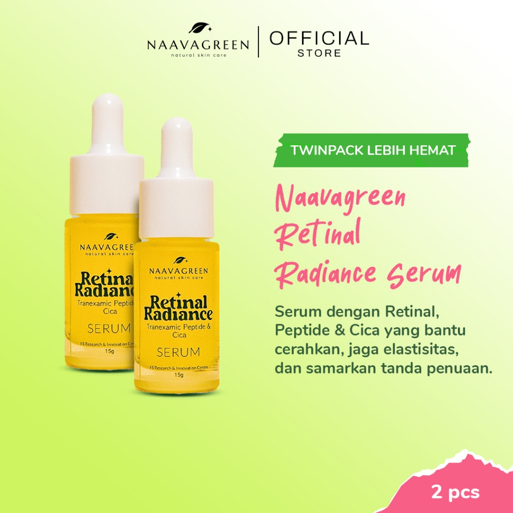 [TWINPACK] Paket Isi 2 Naavagreen Retinal Radiance Serum - Mencerahkan & Anti Aging untuk Kulit Lebi