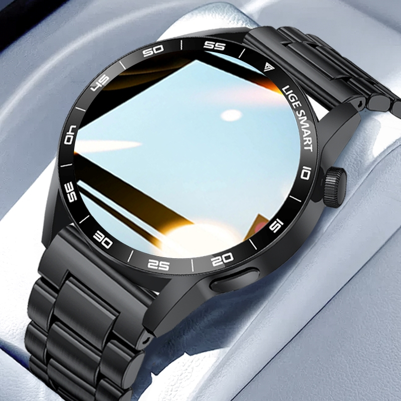 LIGE Panggilan Bluetooth Jam Tangan Pintar Pria Sentuh Penuh Olahraga Kebugaran Jam Tangan Pria Taha