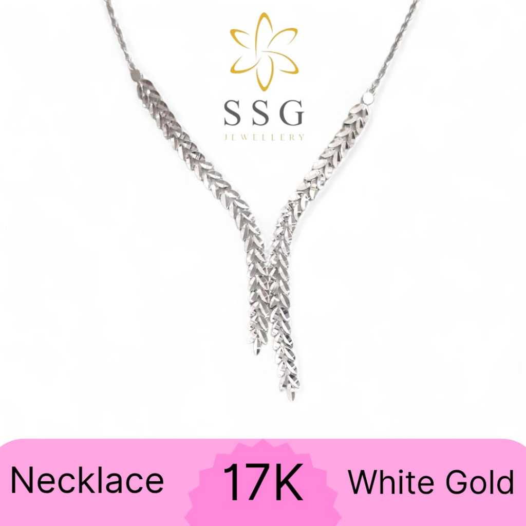 Kalung Daun Aurel Fashion White Gold / Emas Putih 17K - SSG JEWELLERY