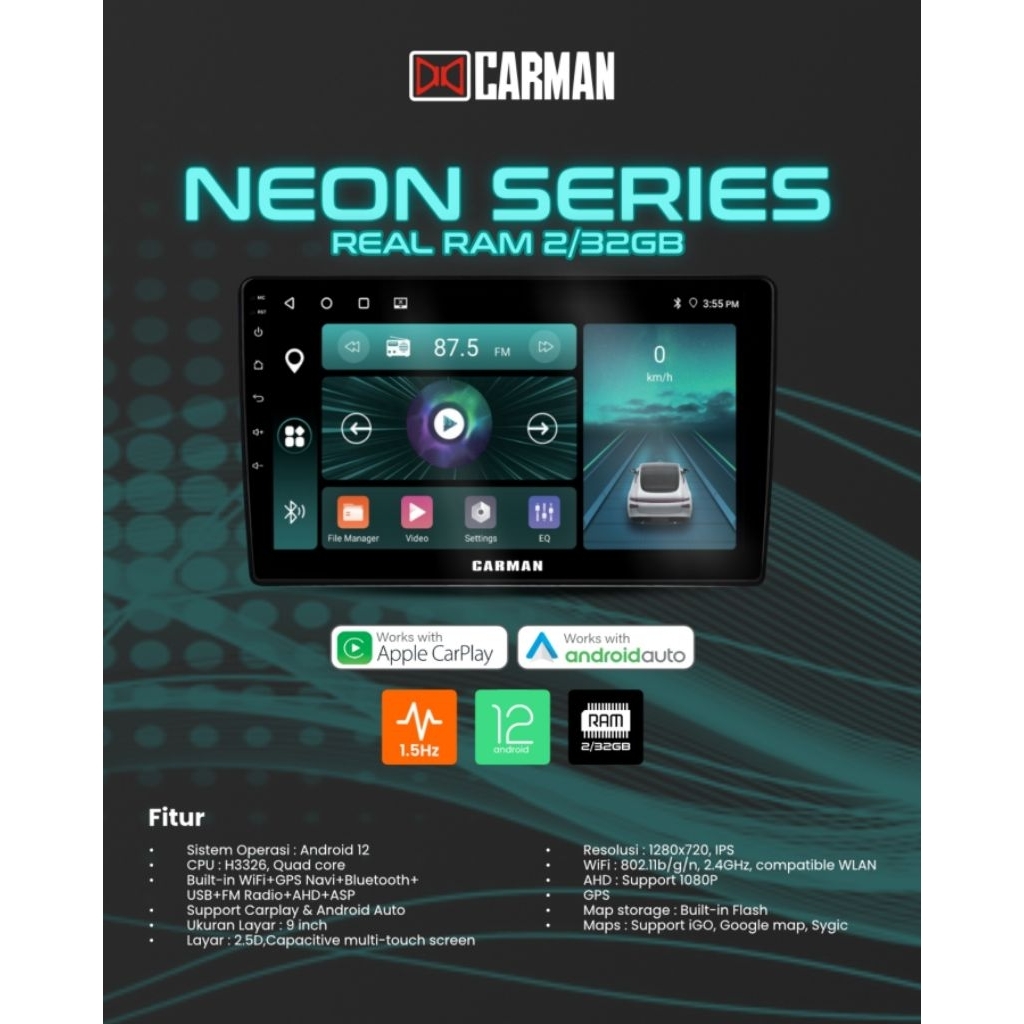 Android 9" Di Mobil, Carman NEON 2/32GB