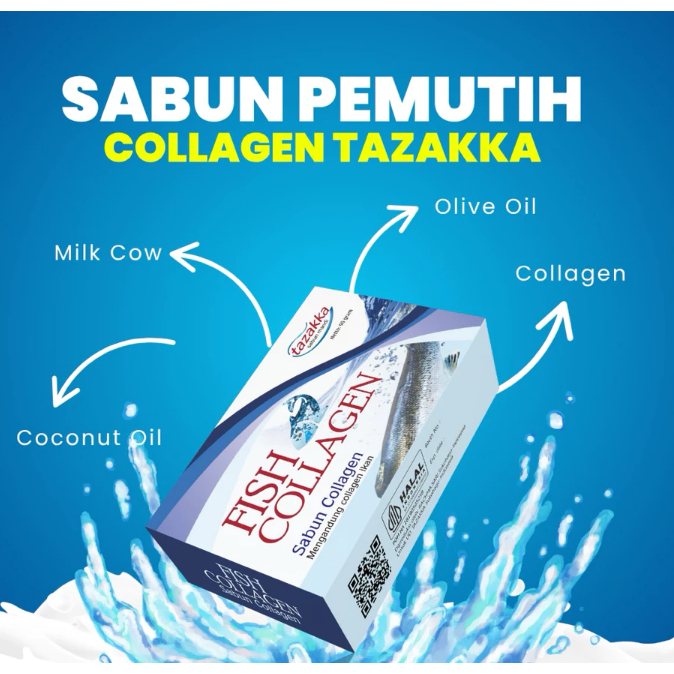 Collagen Soap BPOM Halal 90gr Pemutih Kulit || Sabun Collagen Tazakka BPOM Halal Pemutih Kulit Perma
