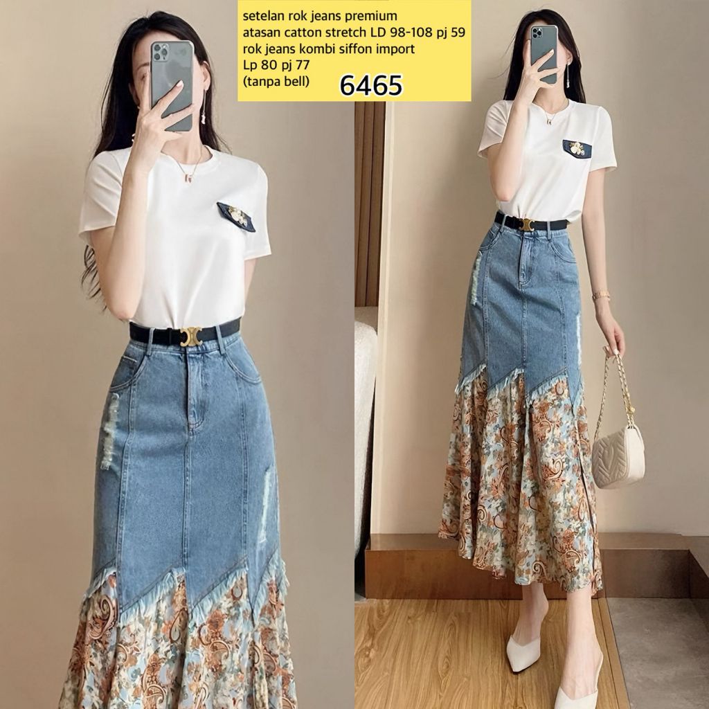 Setelan RokJeans Import Setelan Wanita Set Wanita Pakaian Set Import wanita Oufit Set Korean Import