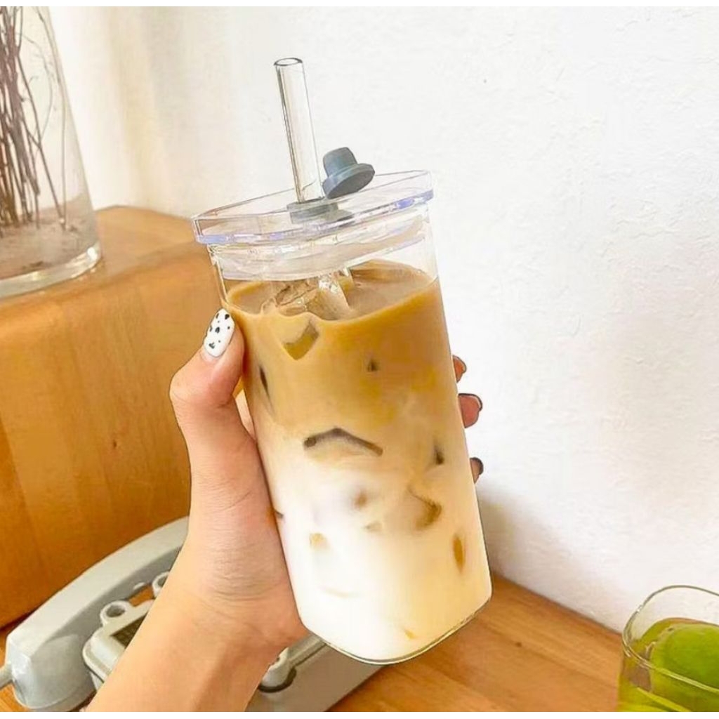 Tumbler Matcha Gelas Tumbler Kaca Sedotan Gelas Estetik Lucu Tumbler Minum Kaca Mug Thermos Latto