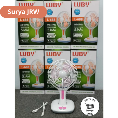 Kipas Angin Portable + Lampu Emergency Luby - Kipas Angin Lampu AC/DC Serbaguna Luby L-688