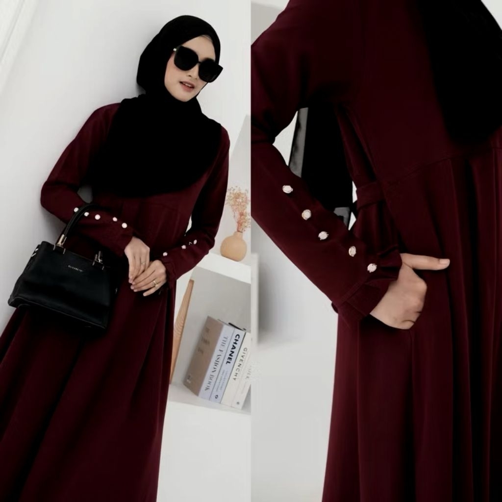 PL / Preloved Gamis abaya Maroon Brand Sabrina