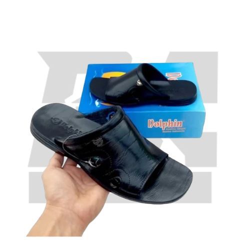 SANDAL DOLPHIN SLIDE PRIA KEKINIAN ORIGINAL 100% KULIT ASLI