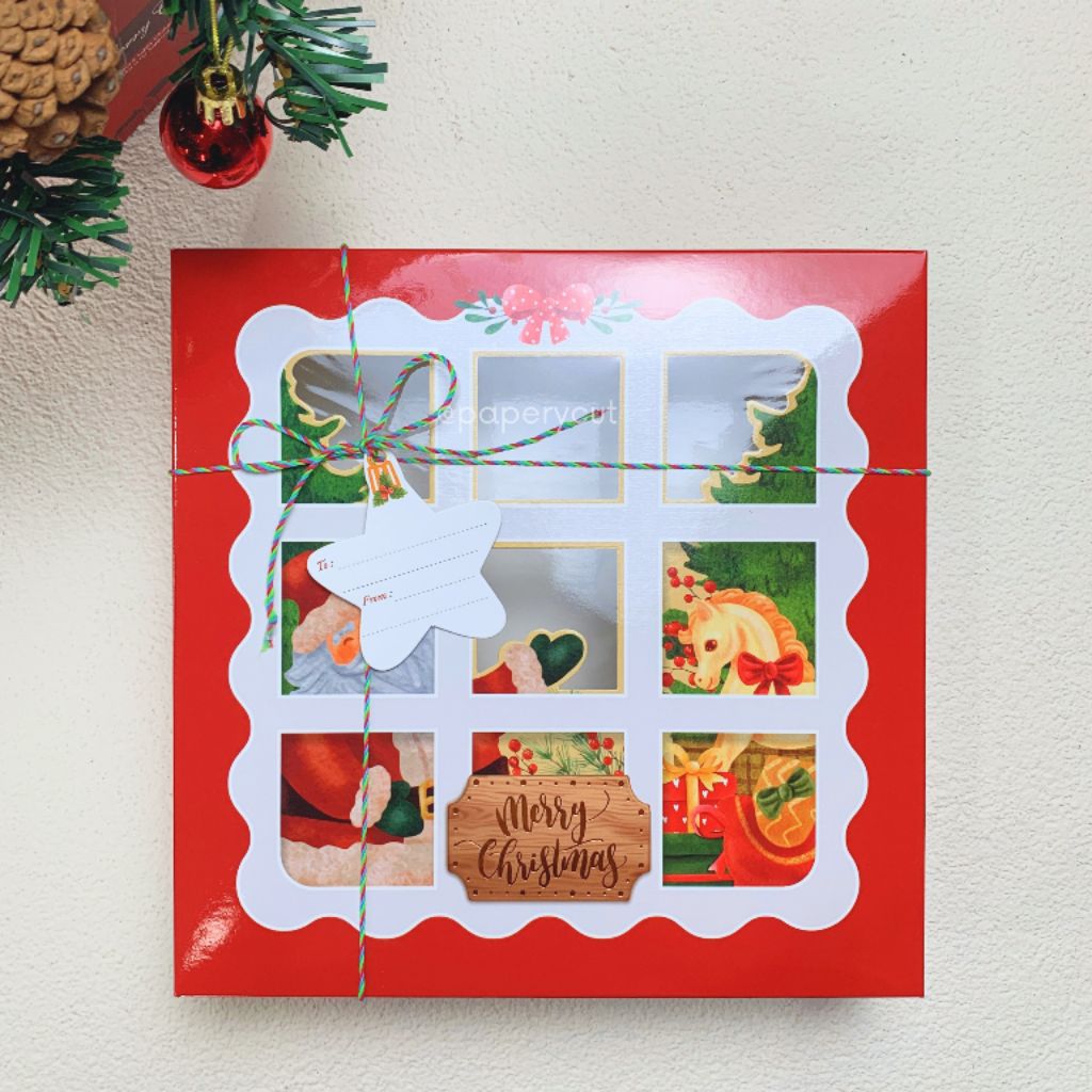 Box Dus Kotak Packaging Toples Kue Cookies - Natal 22 x 22 x 6 cm