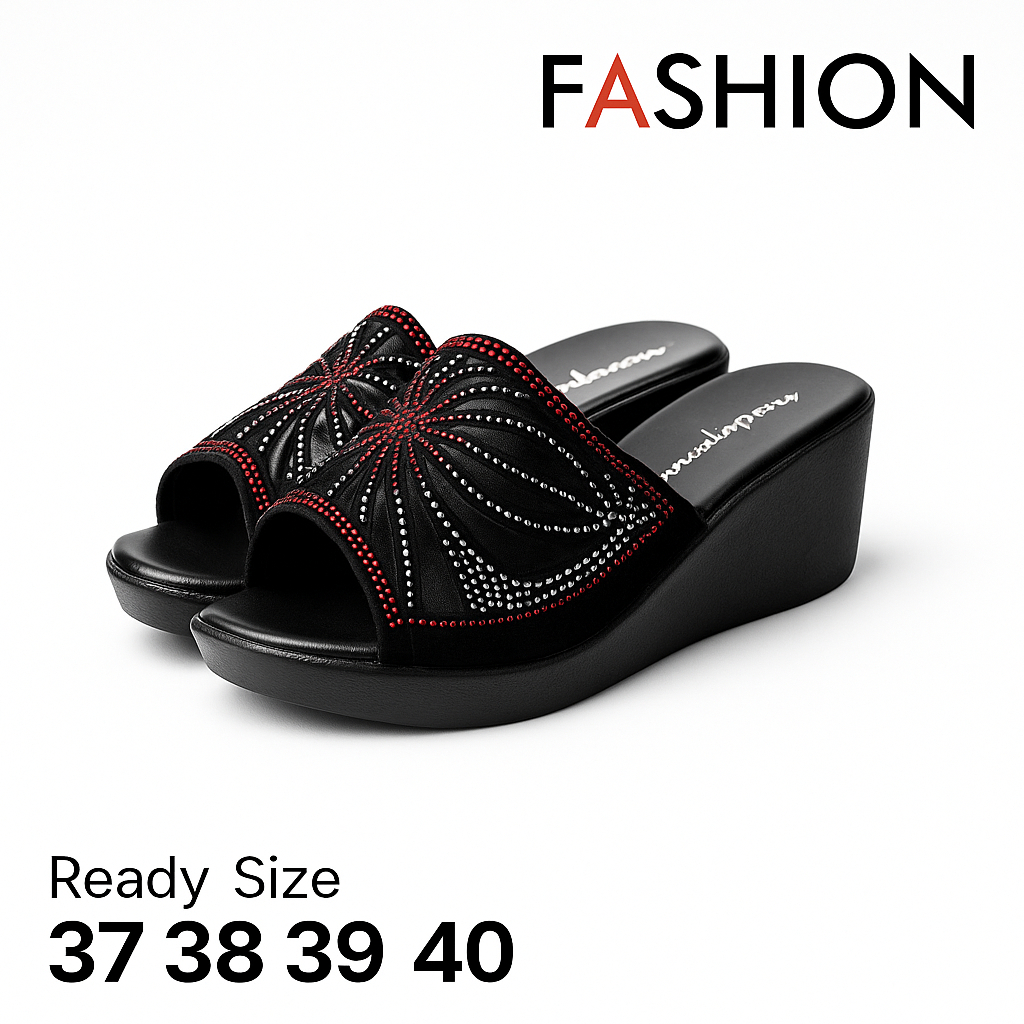 Sandal Wanita Pesta / Sendal Wedges Kondangan Ibu Ibu Kekinian Terlaris