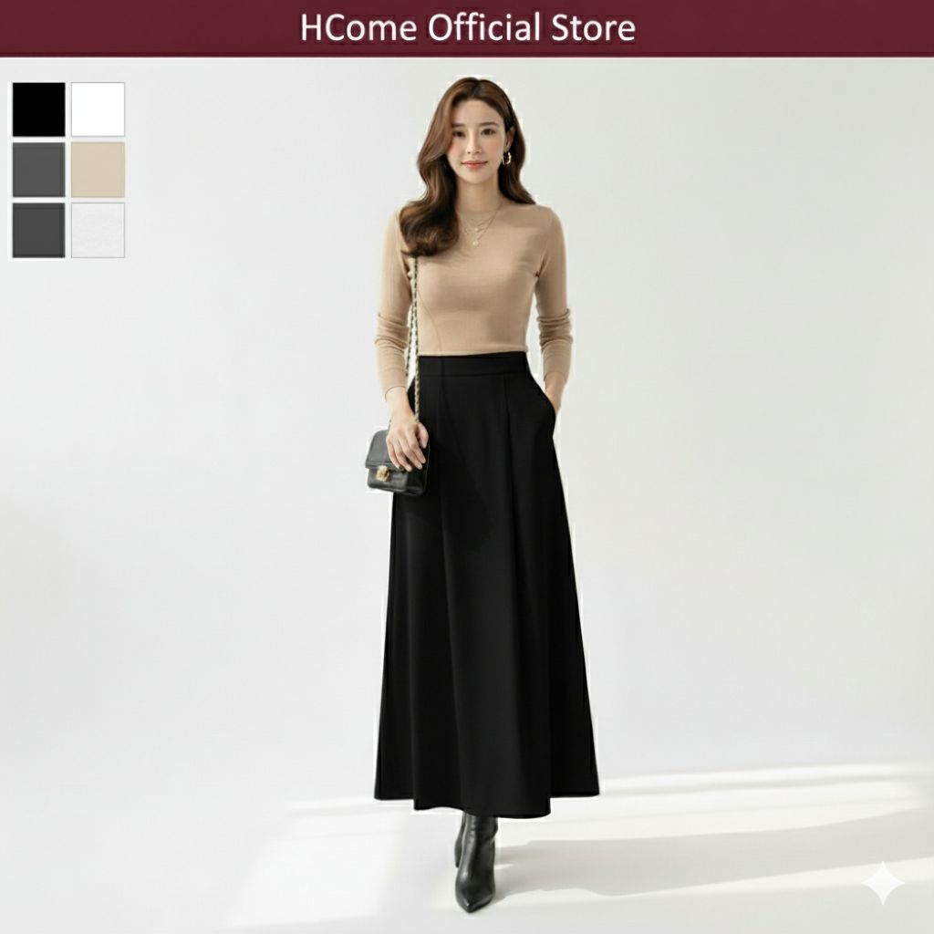 ​Ayla Skirt - Basic Pleats Maxi Skirt Rok Wanita Nyaman Premium Katun - Rok A-Line Wanita - Rok Casu
