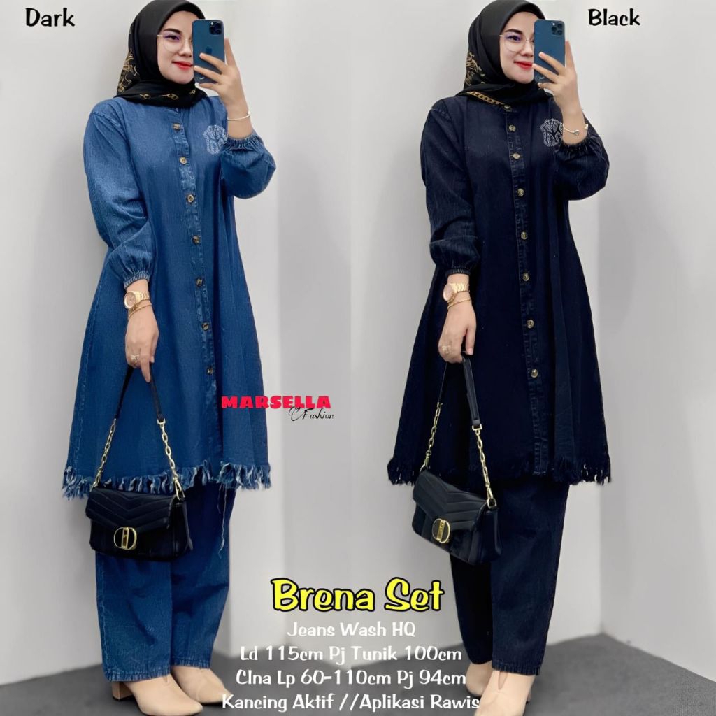 BRENA JESICA NANA SET CELANA BY MARSELLA KAYLA / GADIS BILQIS ZADA  SET CELANA JEANS ORI VALENT // O