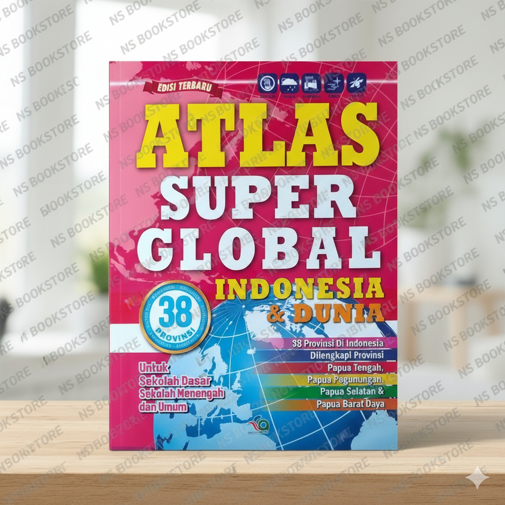 Atlas Super Global Indonesia Dan Dunia : Atlas Dunia Terbaru Terlengkap Ukuran Besar, 38 Provinsi