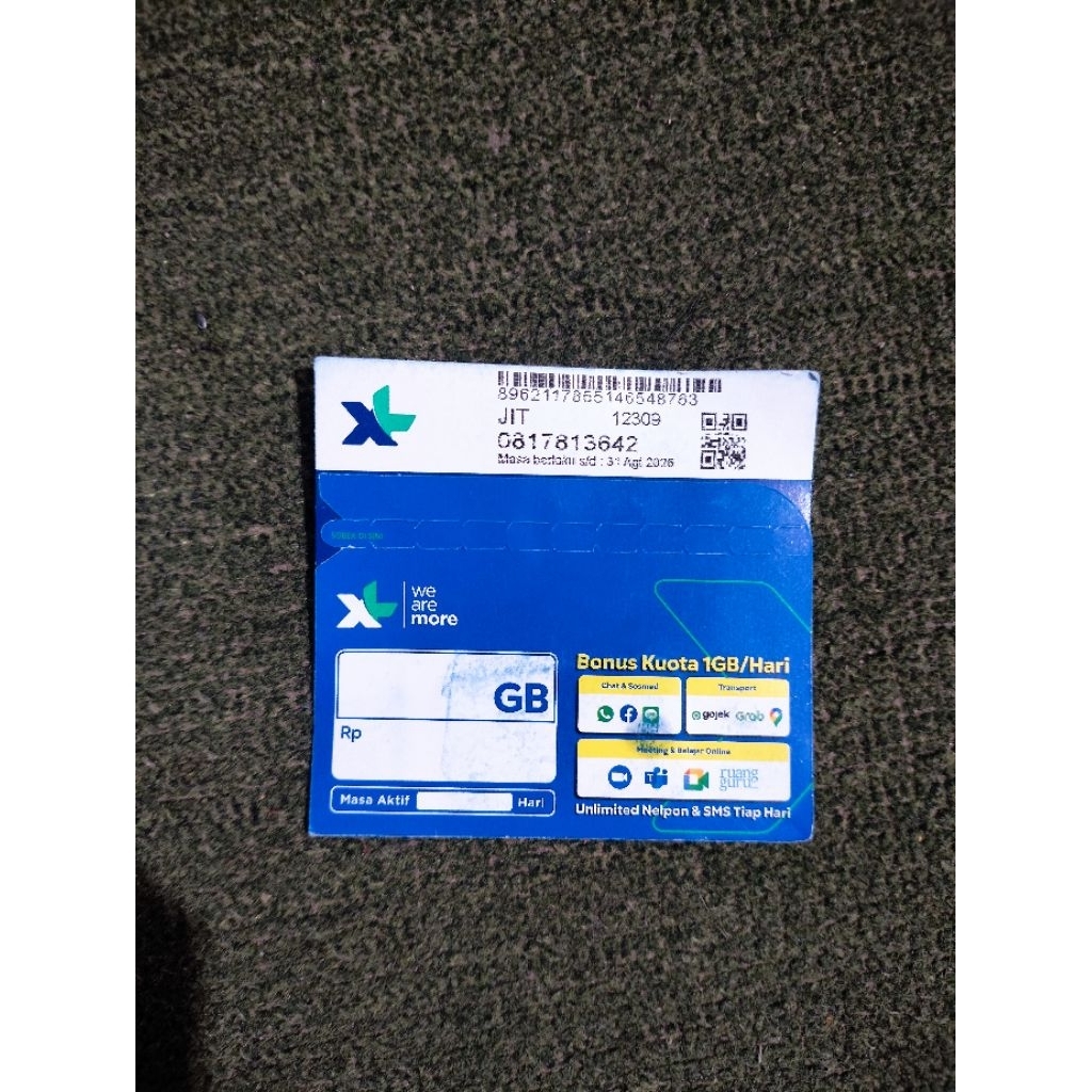 (NO CANTIK 10 DIGIT) PERDANA XL KUOTA 3GB 30 HARI