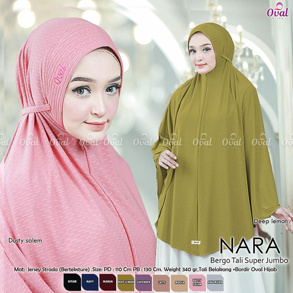 Nara Bergo Tali Super Jumbo Original Oval Hijab Wanita bergo jumbo hijab jumbo hijab jersey jumbo