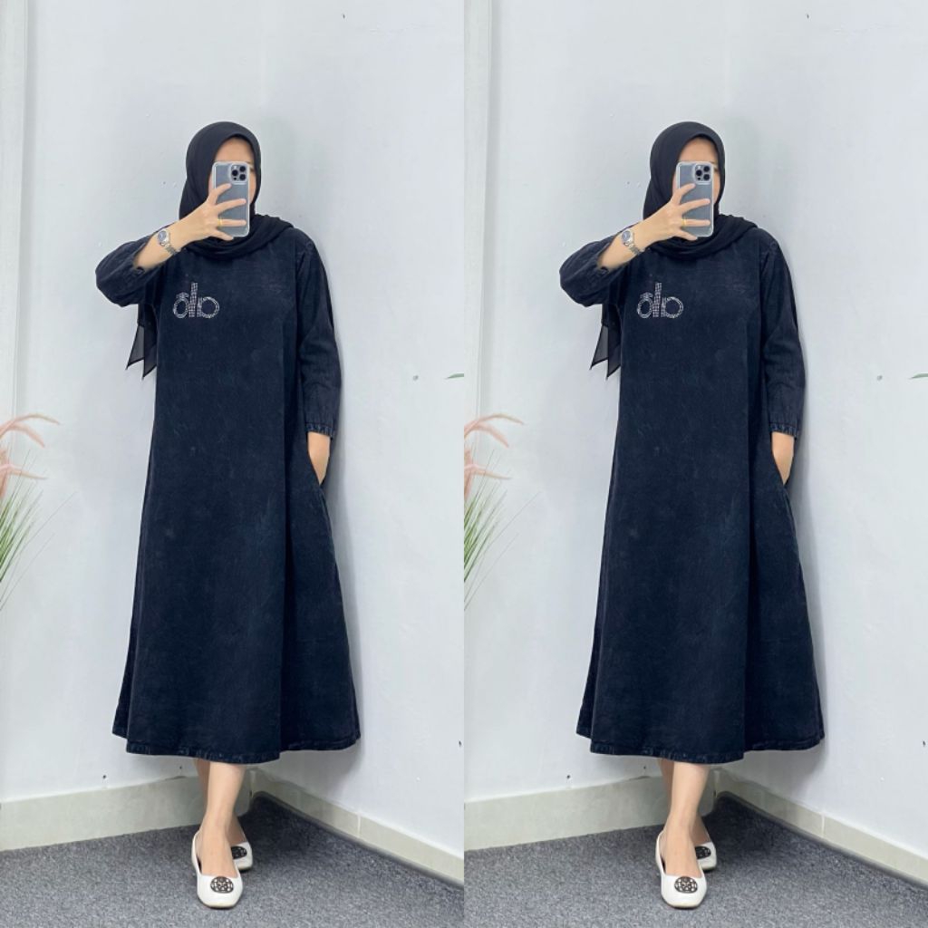 MIDI DRESS NATALI MATT JEANS LD 100 PB 115 ADEM DAN NYAMAN