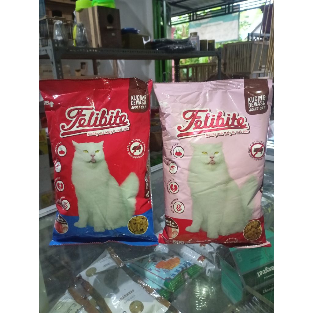 Felibite Makanan Kucing Dewasa Rasa TUNA & CHIKEN FLAVOR ( IKAN & DONAT ) 500Gram Makanan Kucing Ber