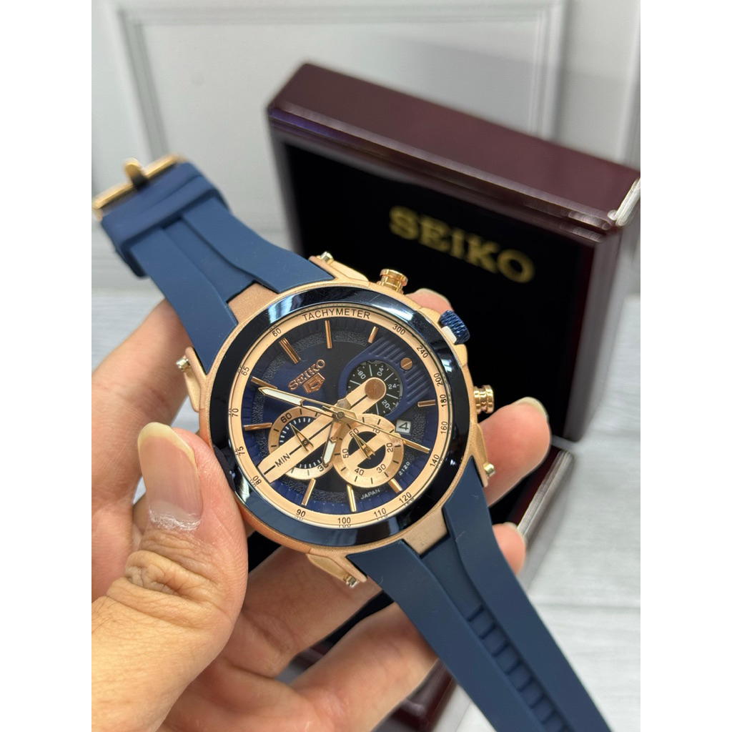 NEW RDY - JAM TANGAN PRIA SEIKO 5 CHRONO RUBBER STRAP