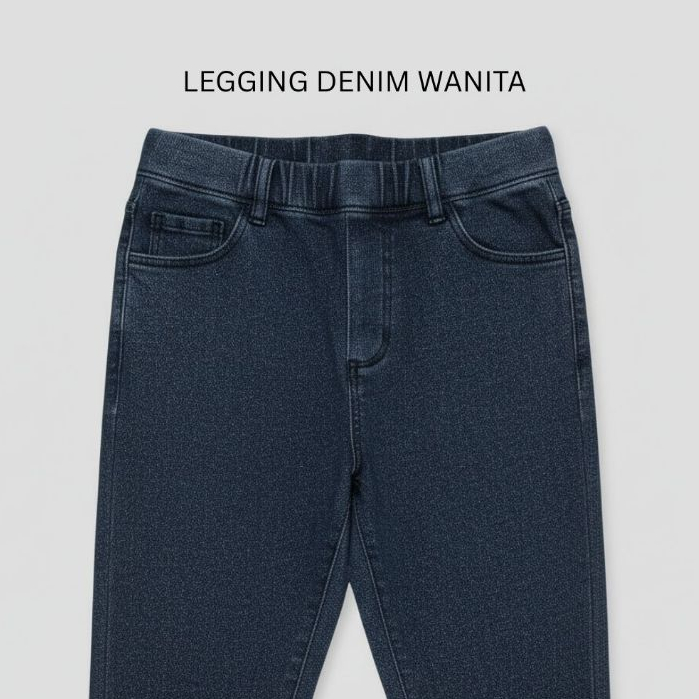 LEGGING PANJANG MOTIF DENIM TERBARU BAHAN SPANDEX IMPORT / LEGGING DENIM SPANDEX