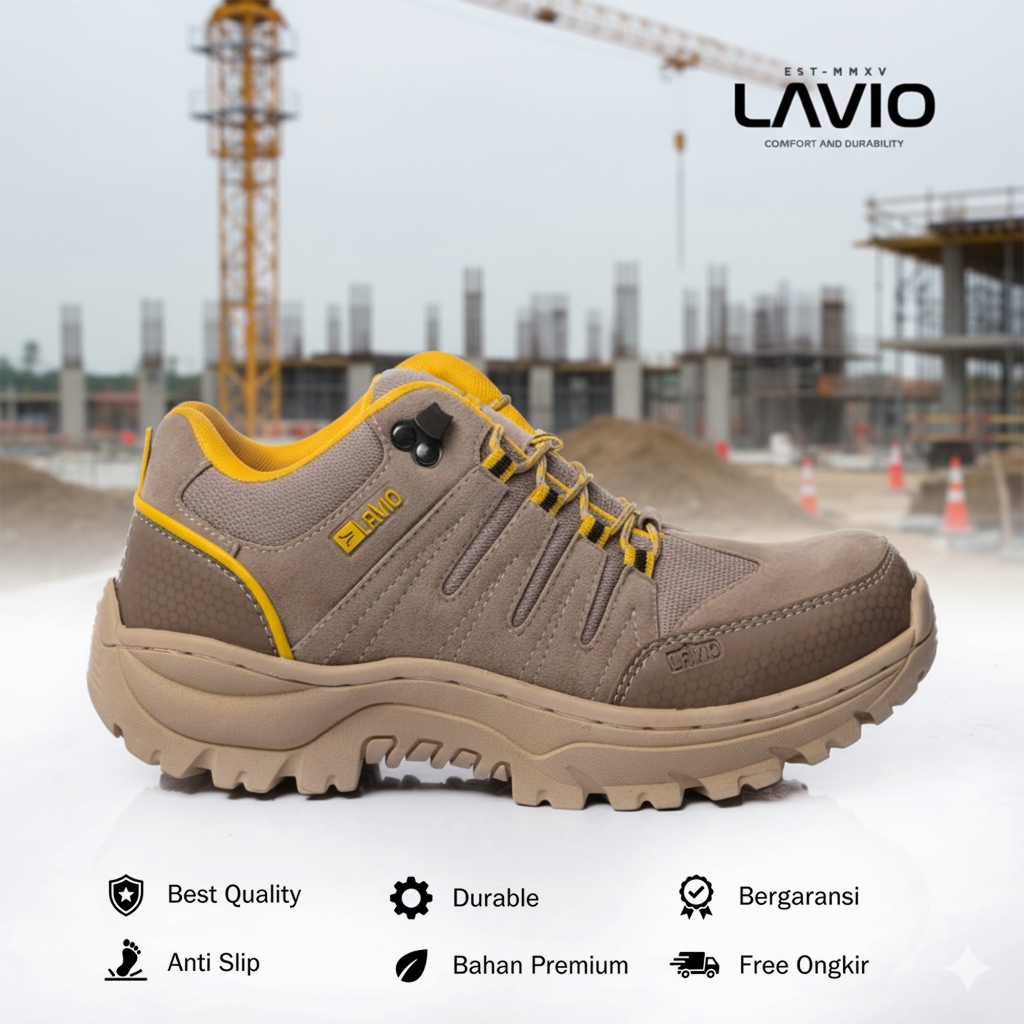 Sepatu Pria Safety Original 100% Proyek Lavio Geneva Low Outdoor Low Boots Safety Shoes