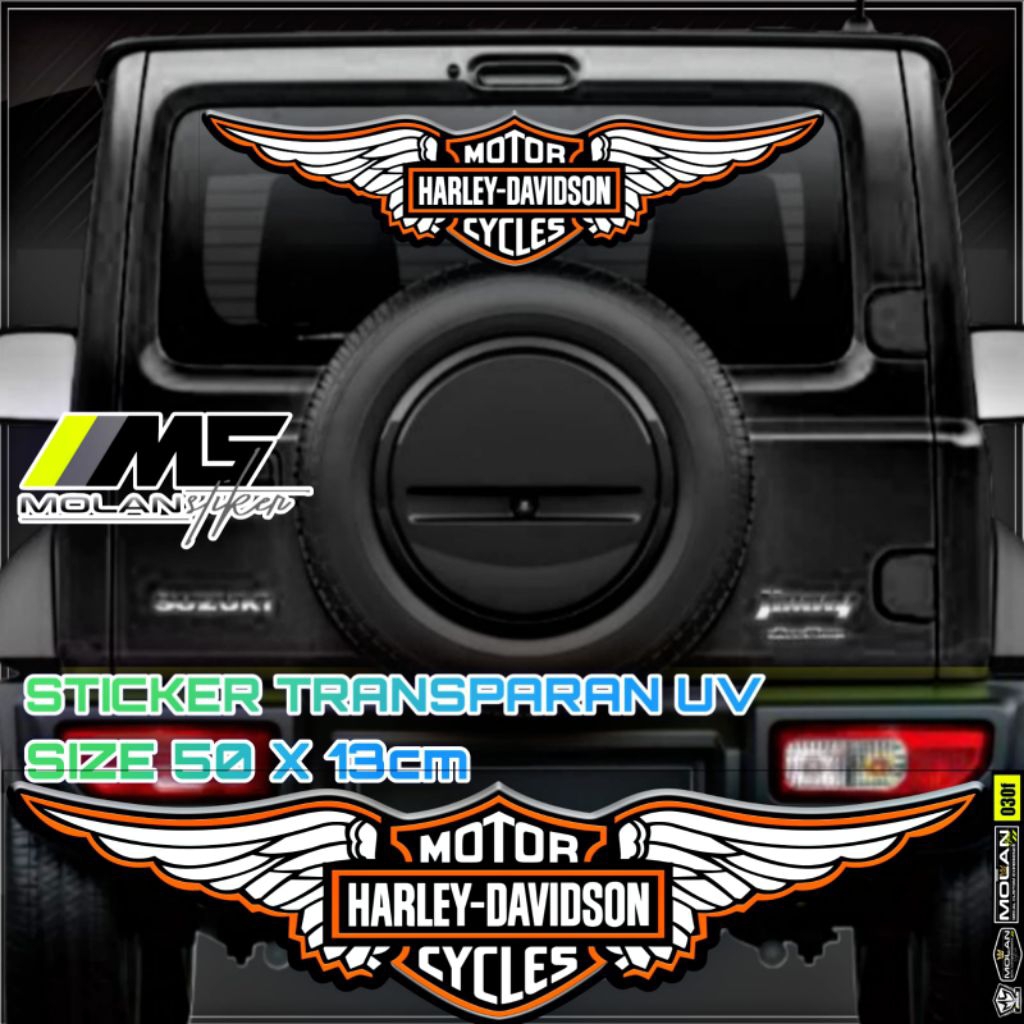 Sticker Transparan Uv Kaca Kabin Kap Bak Mobil Harley Davidson 50x13 Sticker Universal Semua Mobil T