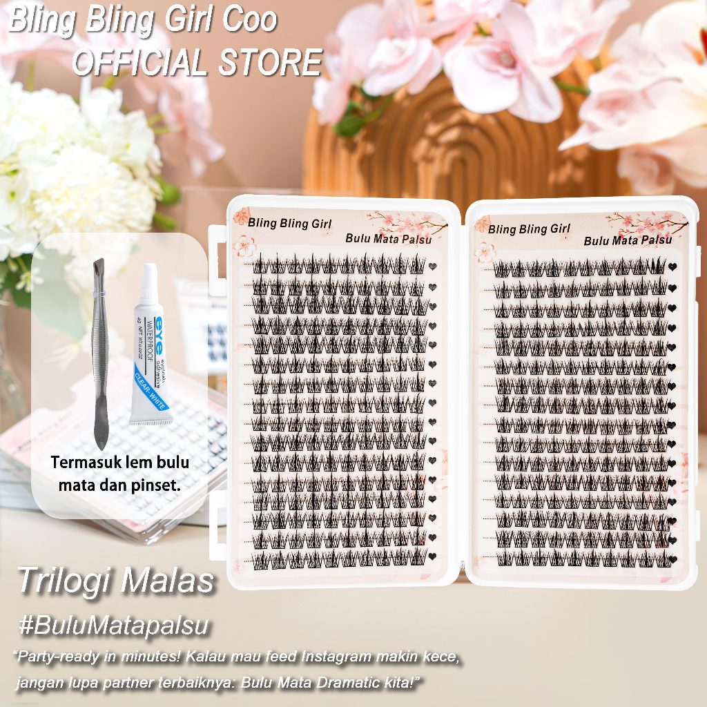 Bling Bling Girl Trilogi Malas Buku Bulu mata Palsu Bling Bling Natural Mink Kapasitas Besar