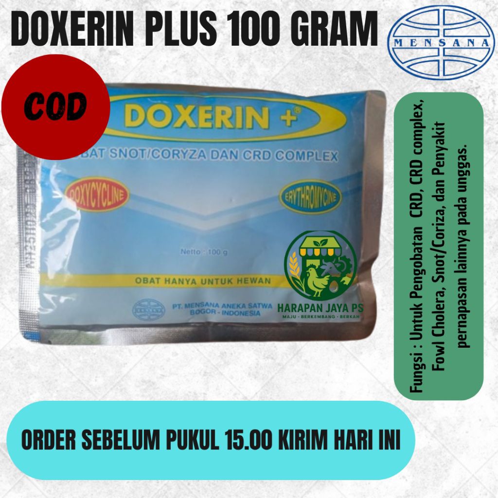 Doxerin Plus 100gr – Obat Ayam Anti CRD, Snot, Pilek & Ngorok Ampuh Untuk Ayam Broiler Petelur Ungga