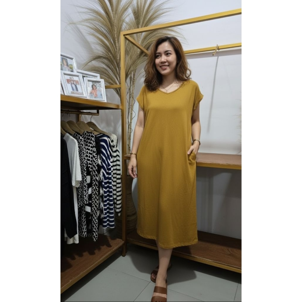 Dress Kaos GU Uniqlo Mustard / Homedress GU 06